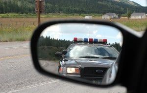 this is a photo of a car being pulled over for drunk driving