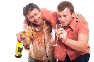 Drunken men drinking alcohol