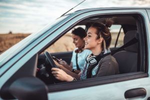 this is a photo of a driver and friend